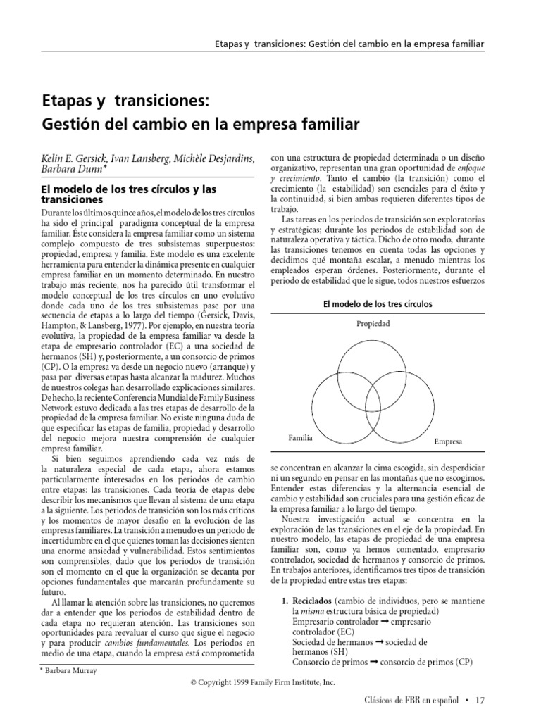 Etapas y Transiciones - Gestion Del Cambio en La Empresa Familiar | PDF