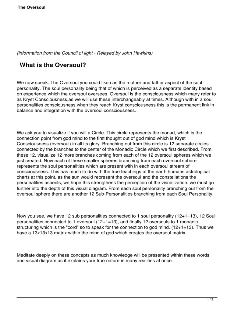 Understanding the Oversoul Concept | PDF