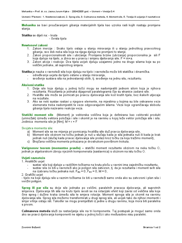 Mehanika Teorija | PDF