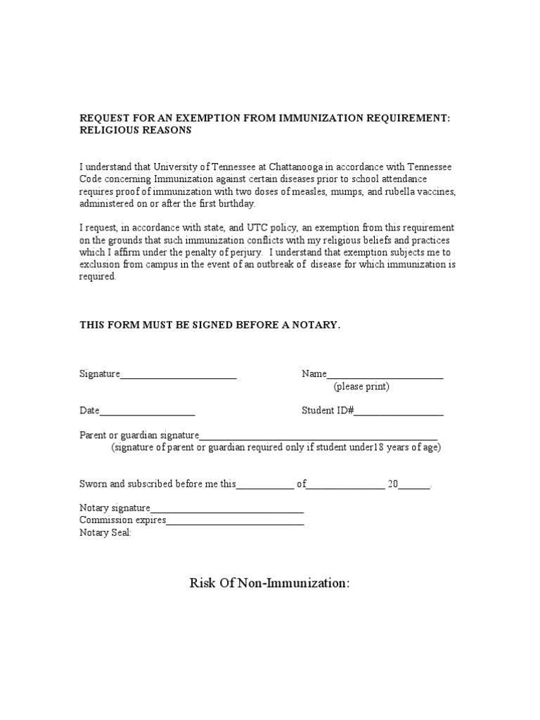 University of Tennessee Religious Exemption | PDF | Measles | Vaccines