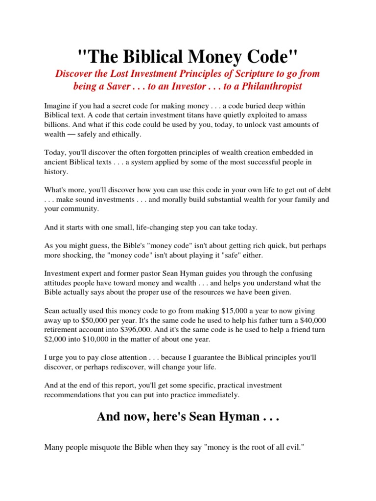 175046820 the Biblical Money Code Stocks Stock Market