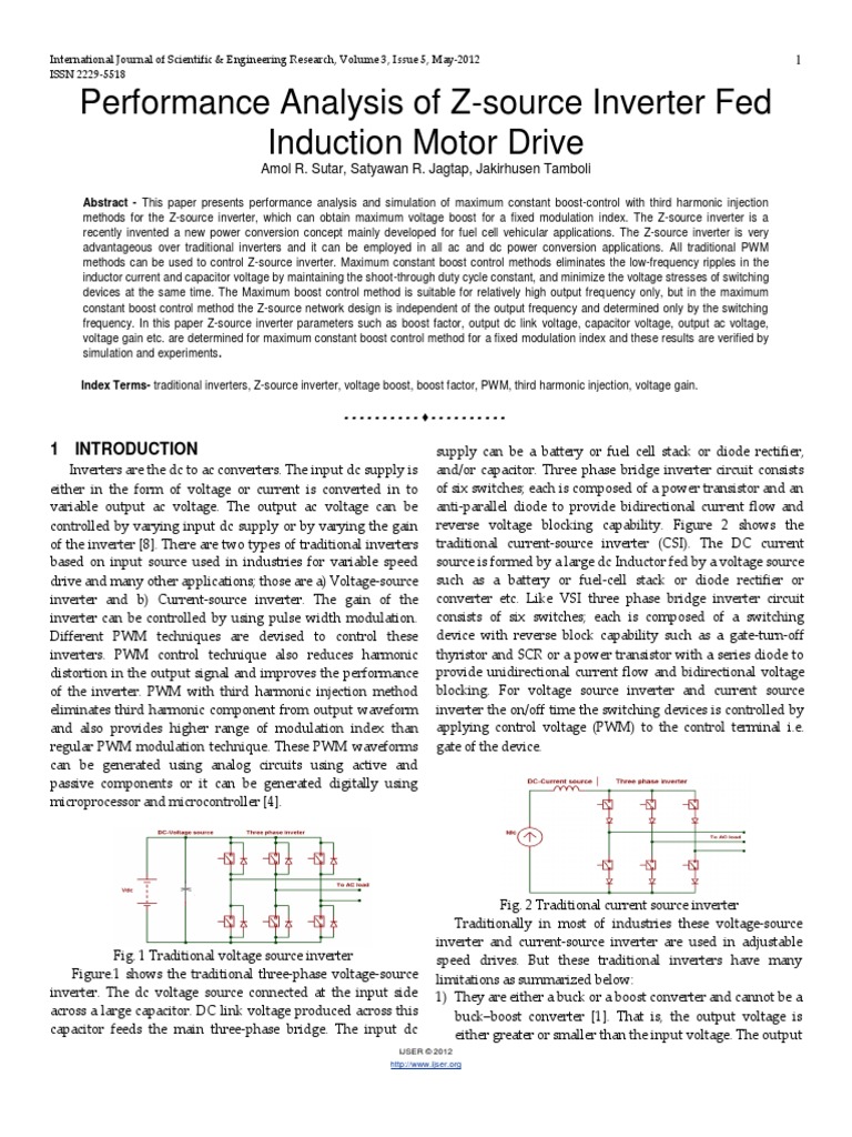 Performance Analysis of Z Source Inverter Fed Induction Motor Drive ...