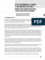 Reglamento de Operación del Mercado Eléctrico Boliviano (ROME