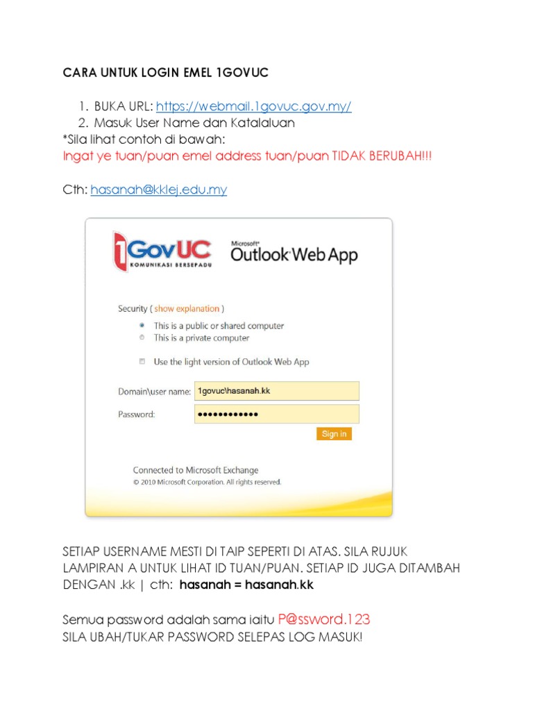 Cara Untuk Login Emel 1govuc