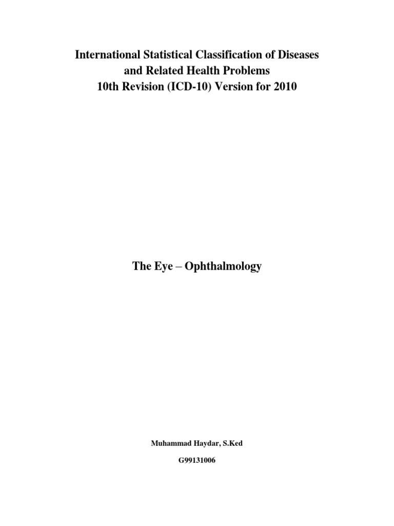 International Statistical Classification of Diseases (The Eye ...