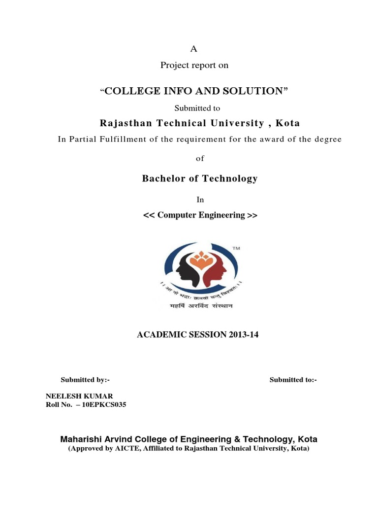 College Info and Solution Project Report | PDF | Computers | Technology ...