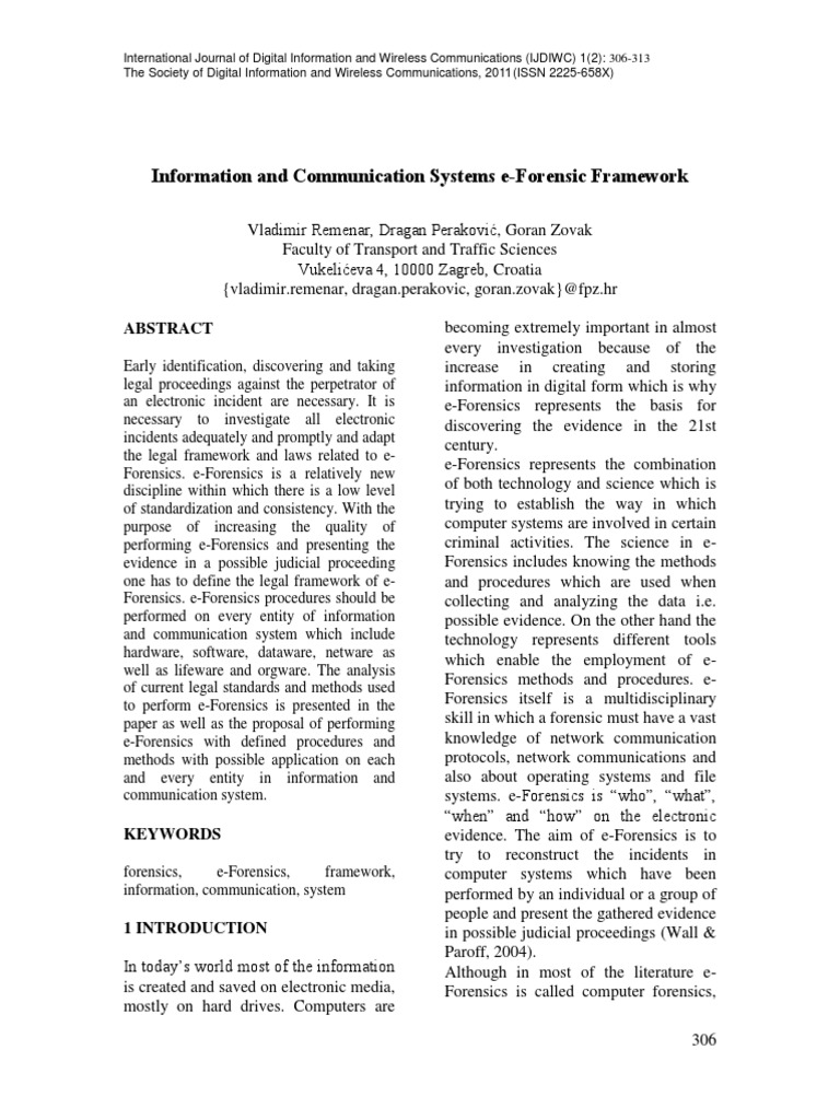 Information And Communication Systems E Forensic Framework