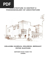 Download Phenomenology of Architecture  Kolumba Museum by Peter Zumthor by Jervein Chan SN209320675 doc pdf