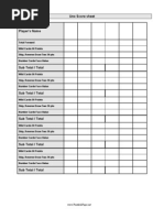 Uno Scoresheet