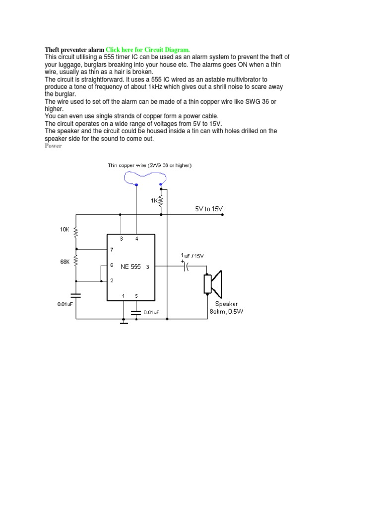 DIY Theft Alarm Circuit Guide | PDF | Computers | Technology & Engineering