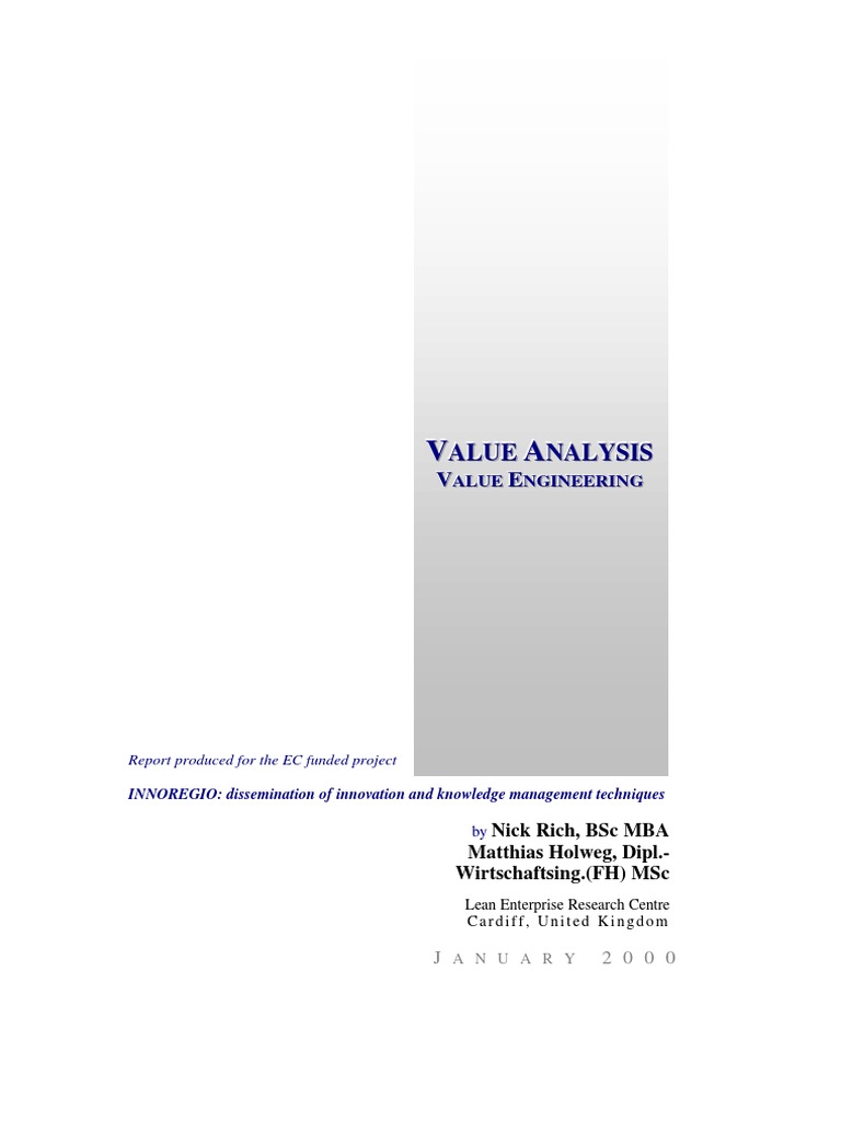 Value Analysis Techniques Overview | PDF | Supply Chain | Lean ...
