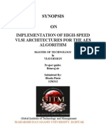 Synopsis ON: Implementation of High-Speed Vlsi Architectures For The Aes Algorithm