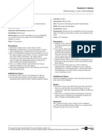 Elementary / Low Intermediate: Procedure