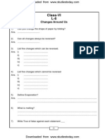 CBSE Class 6 Changes Around Us Worksheet