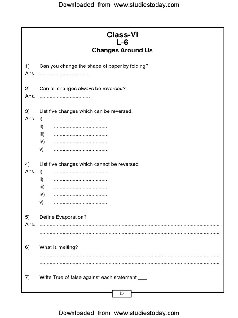 cbse-class-6-changes-around-us-worksheet