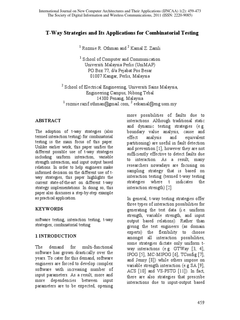 T-Way Strategies for Combinatorial Testing | PDF | Parameter (Computer ...