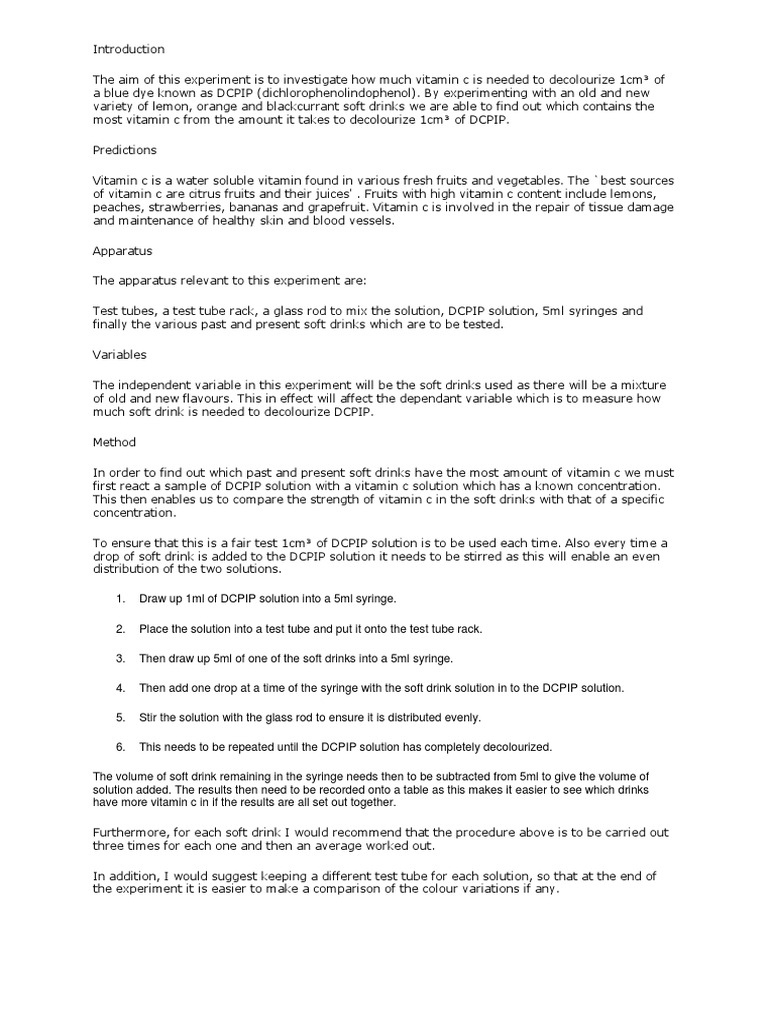 Test For Vitamin C 4 PDF Vitamin C Drink