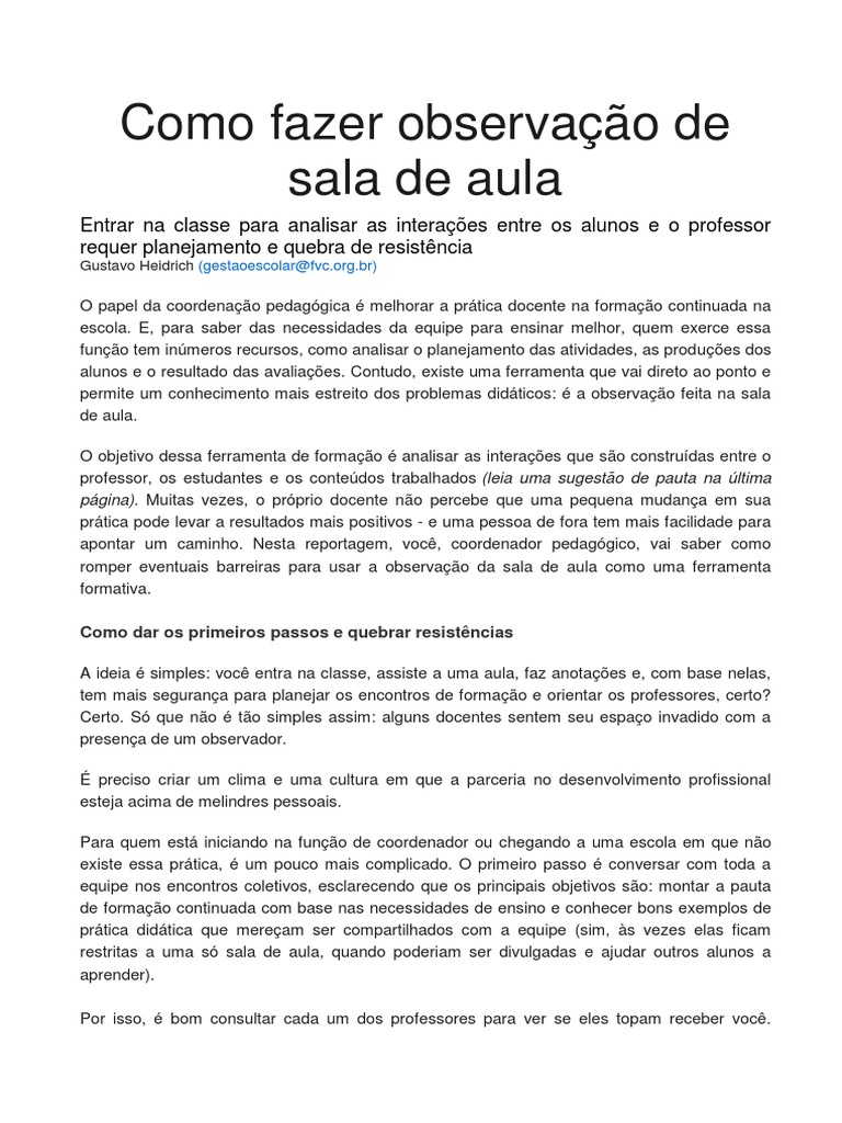 Como fazer observação de sala de aula | Lição | Pedagogia