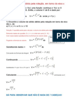 Volume de S Lido Pela Rota o em Torno Dos X