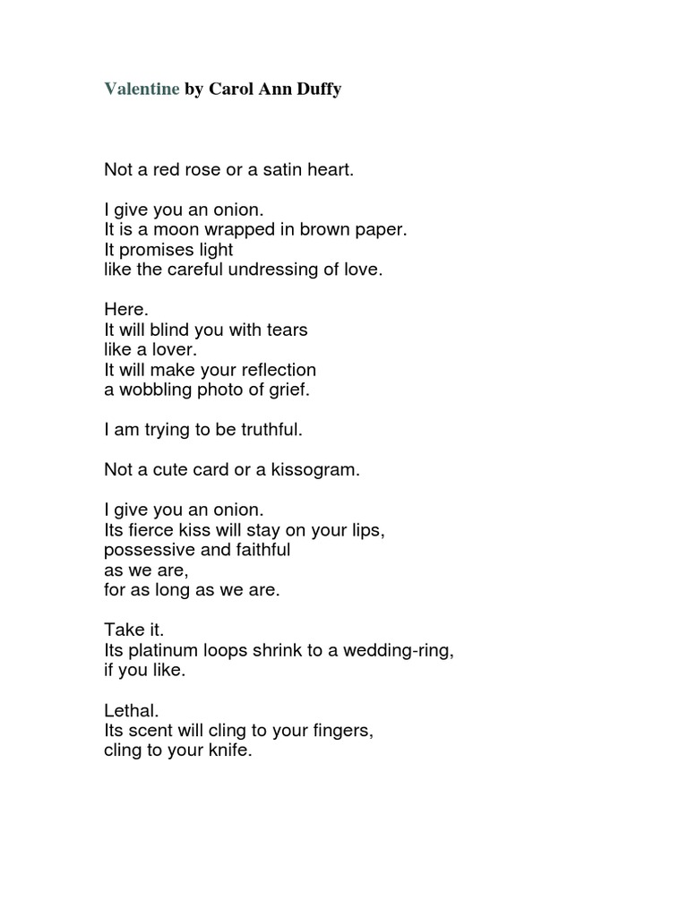 Valentine by Carol Ann Duffy |