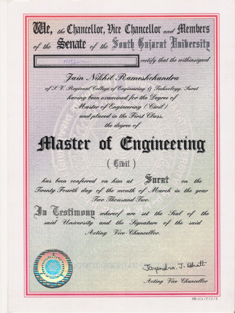 Civil Engineering Degree Certificates | PDF | Science And Technology ...