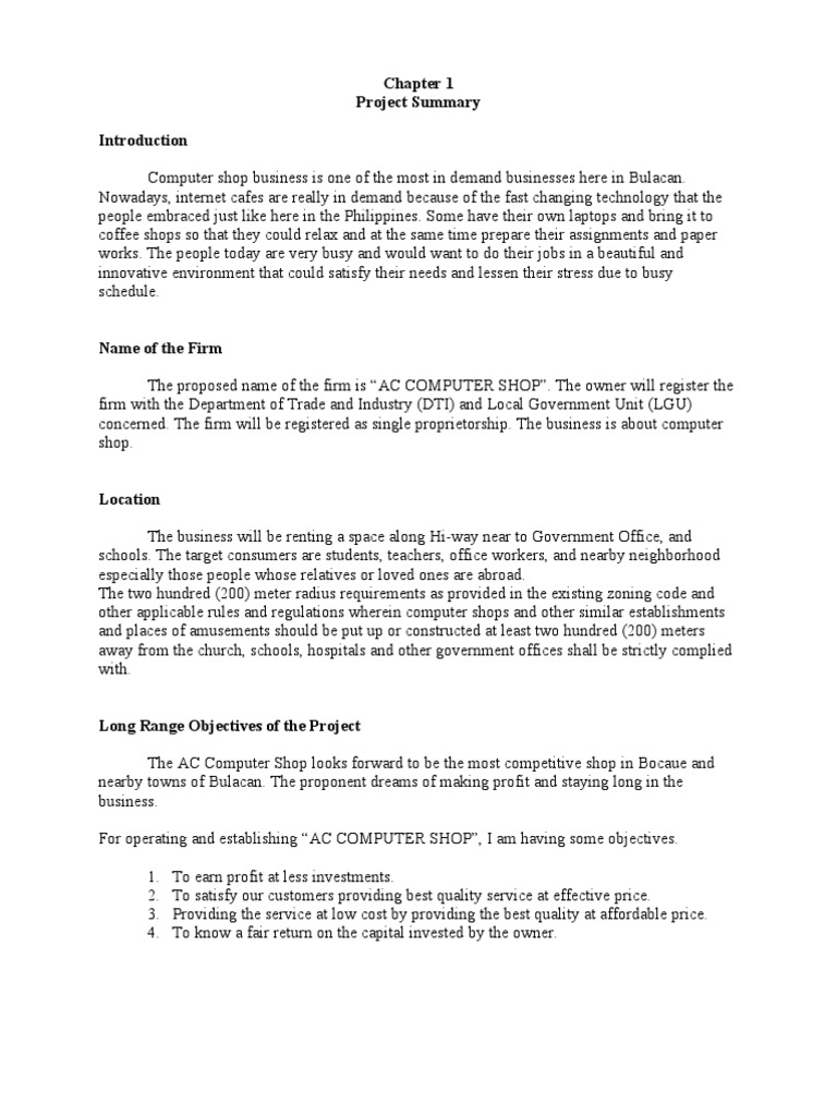 AC Computer Shop Feasibility Studies  PDF  Retail  Internet Access