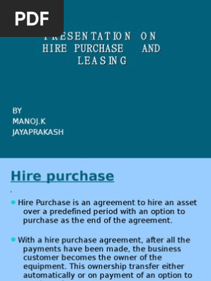 Presentation on Hire Purchase and Leasing