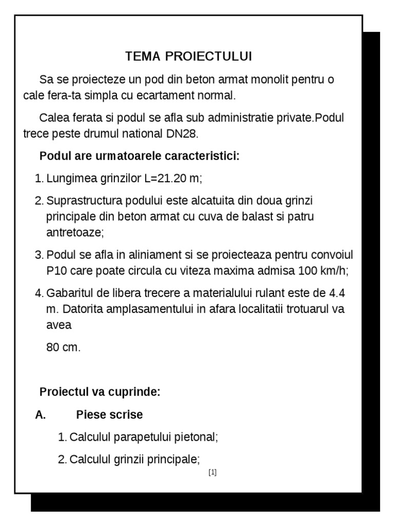 Proiect Pod Beton Armat | PDF