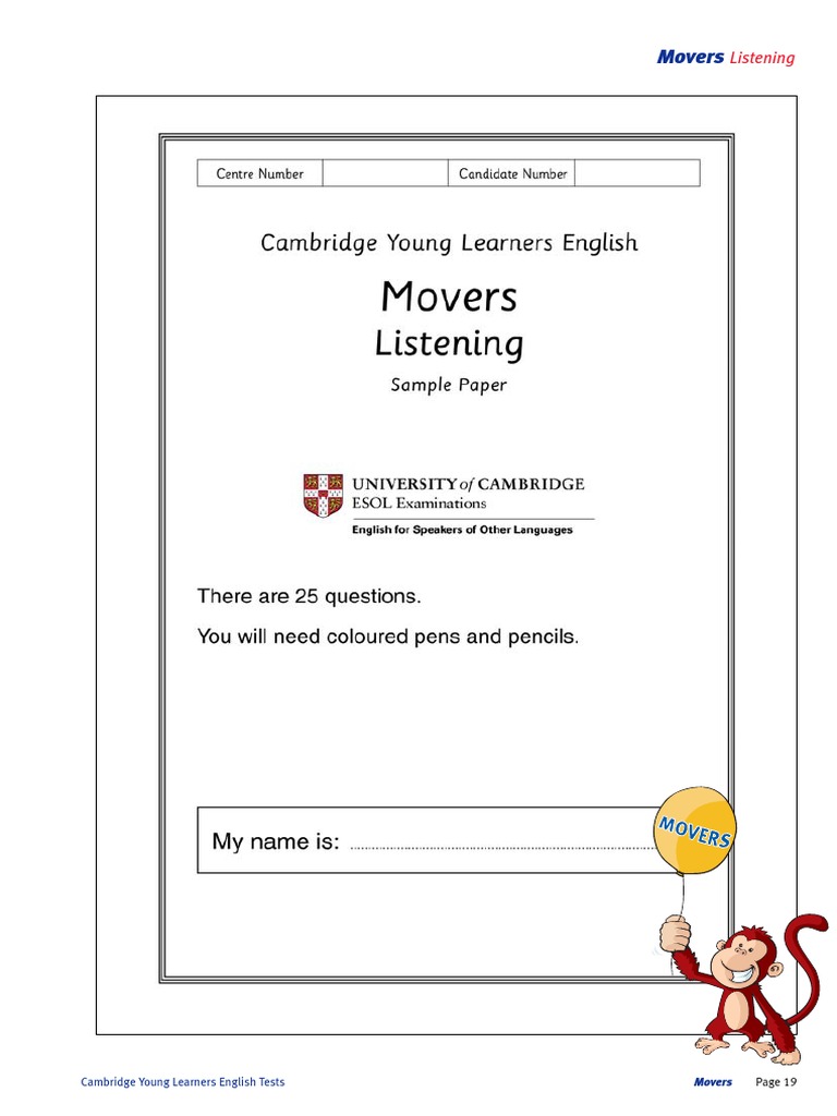 24773 Movers Listening Sample Paper Leisure Free 30day Trial Scribd