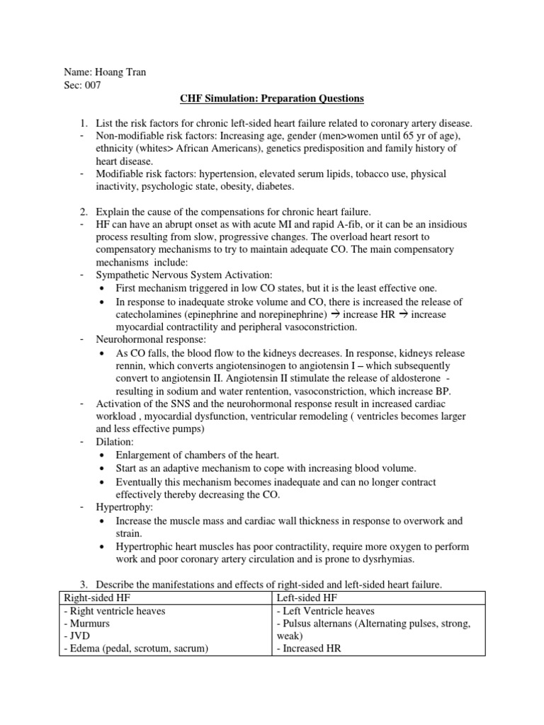 CHF Simulation Preparation Guide | PDF | Heart Failure | Heart