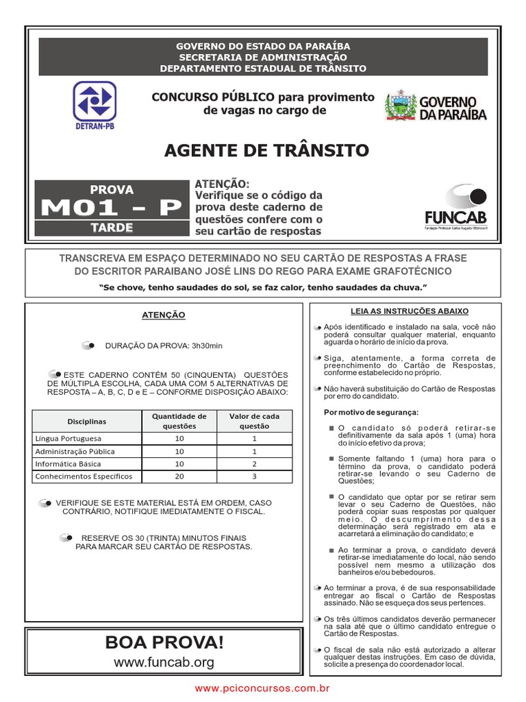 Prova Teórica Detran PB 2025 | PDF | Tráfego | Microsoft