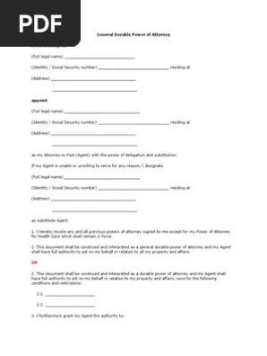 General Durable Power of Attorney
