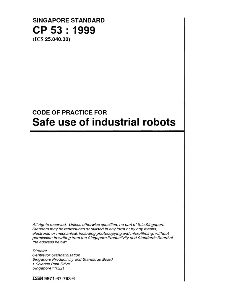 Code of Practice for Industrial Robots | PDF | Robot | Robotics