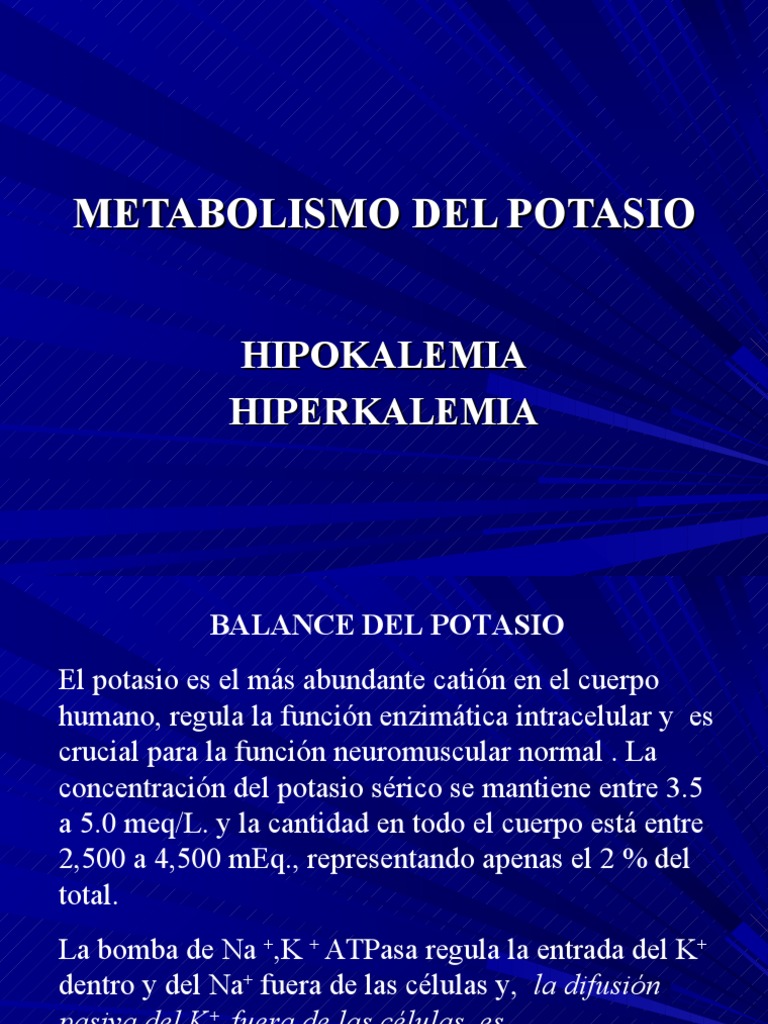 Metabolismo Del Potasio | PDF | Potasio | Dieta y nutrición