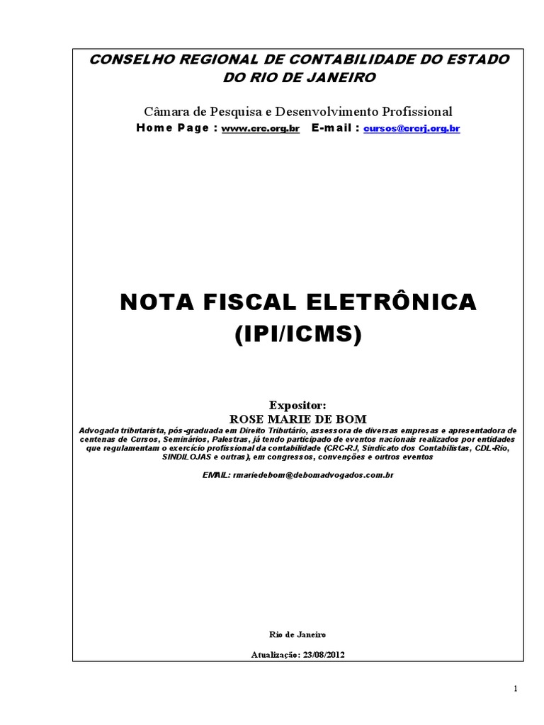 Emissão de Nota Fiscal Eletrônica RJ | PDF | Escrituração contábil ...