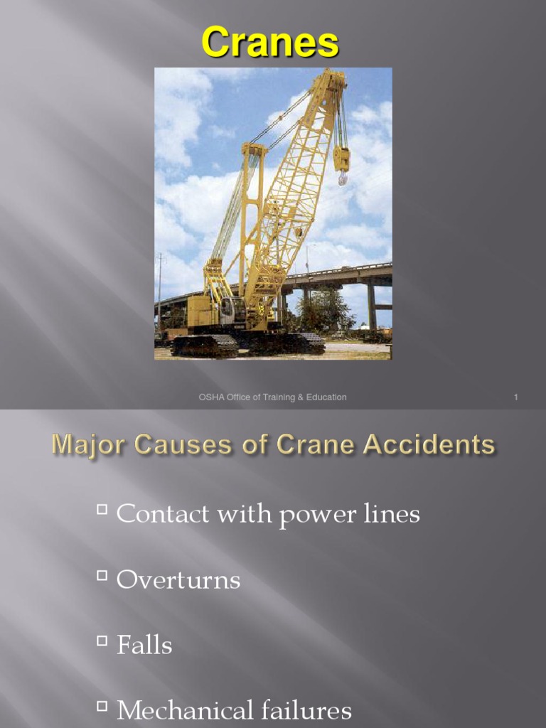 Cranes OSHA Office of Training & Education 1 PDF Crane (Machine