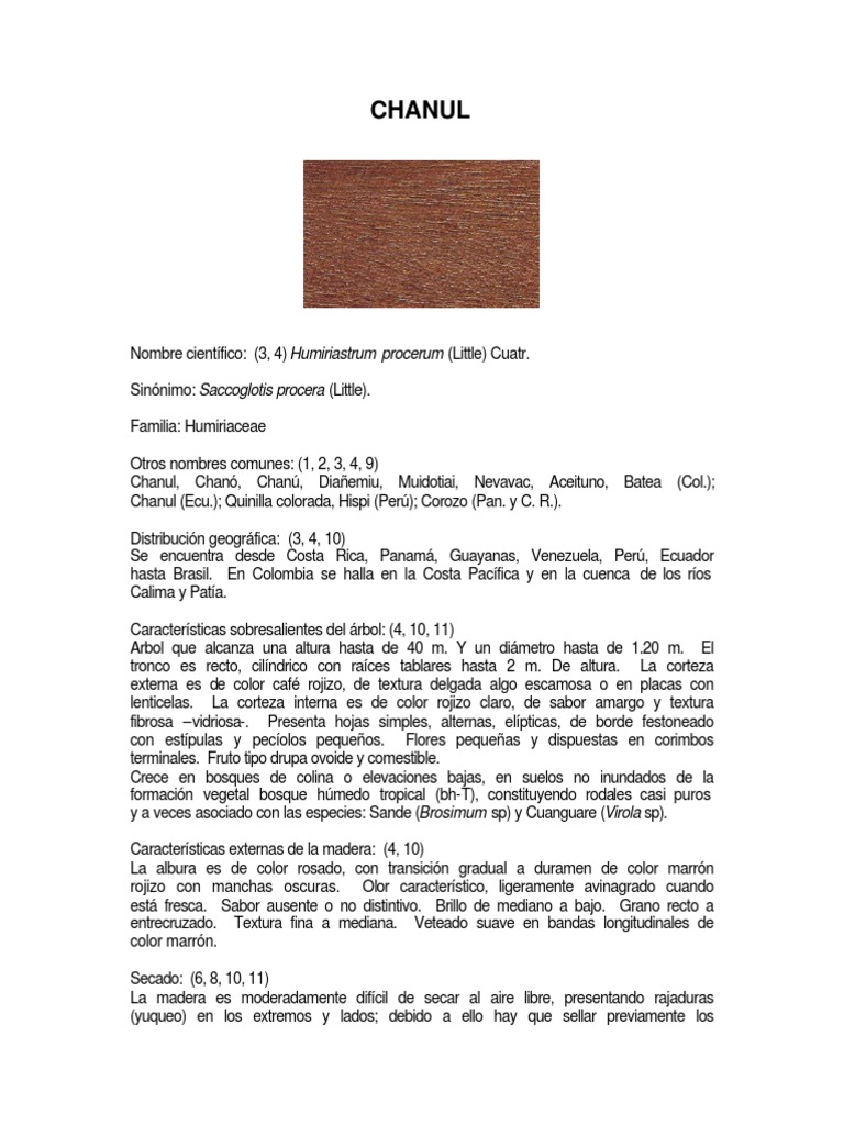 Características y Usos de la Madera Chanul | PDF | Ciencia y ...