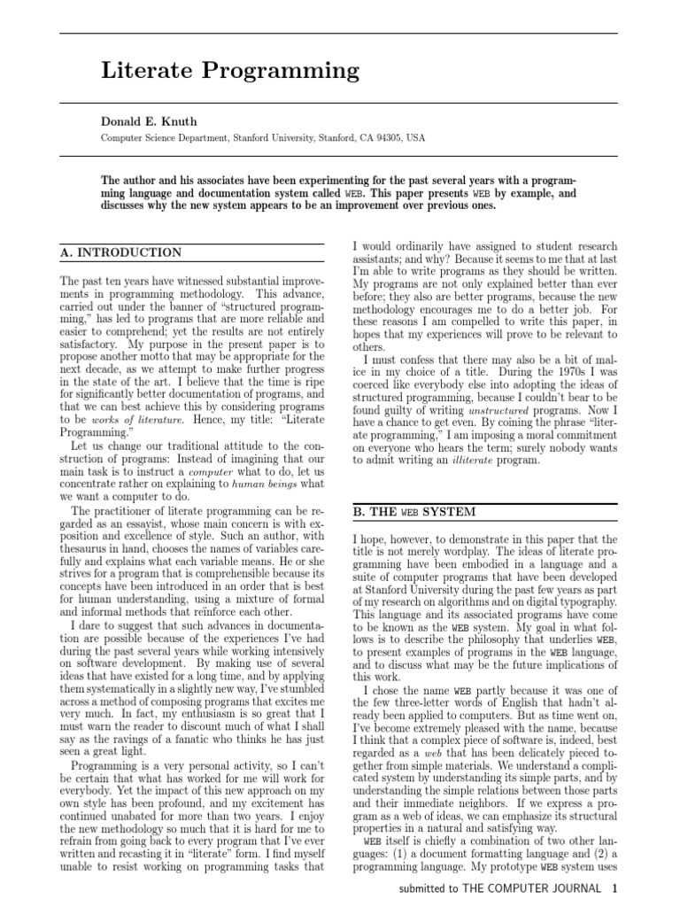 Knuth Literate Programming | PDF | Business