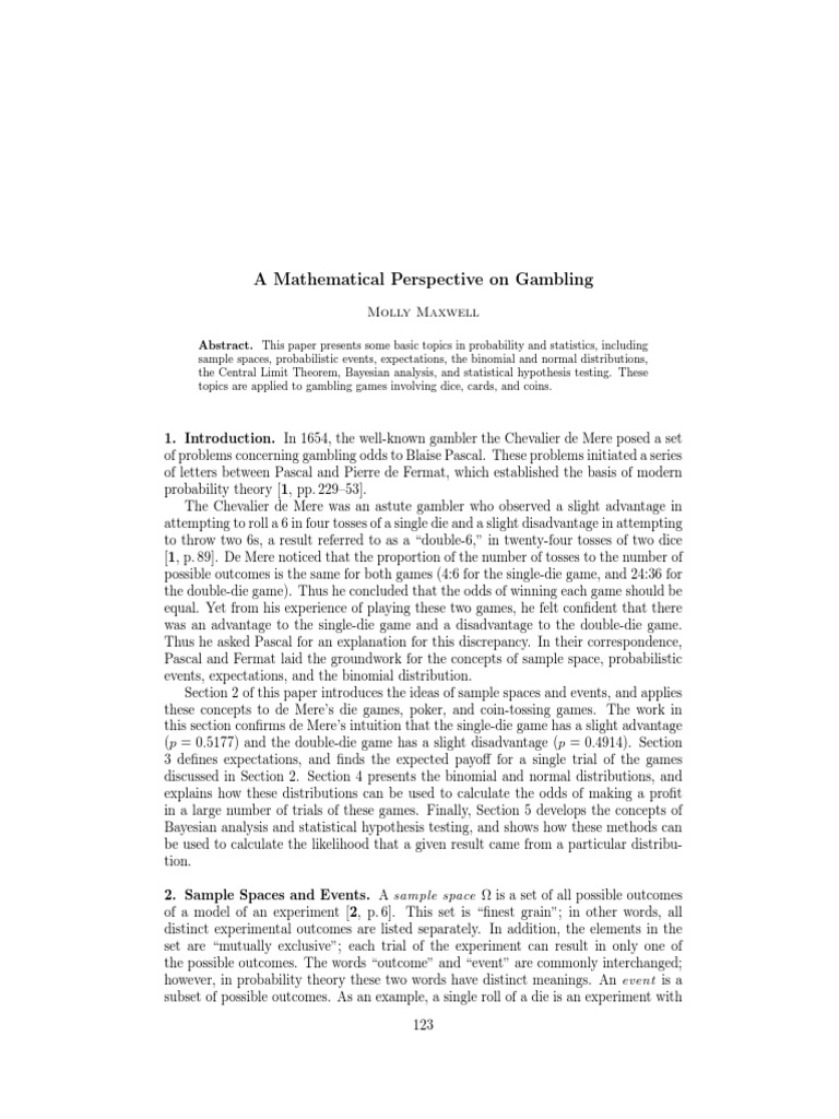 Gambling Mathematics | PDF