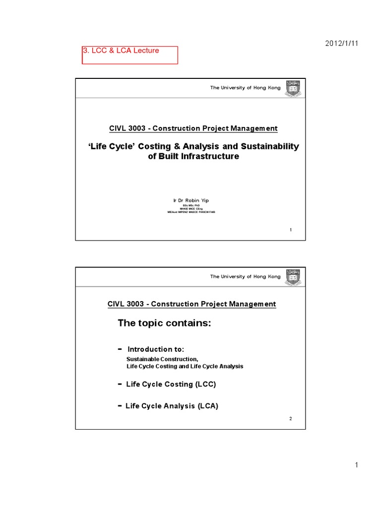 LCC and LCA in Sustainable Construction | PDF | Life Cycle Assessment ...