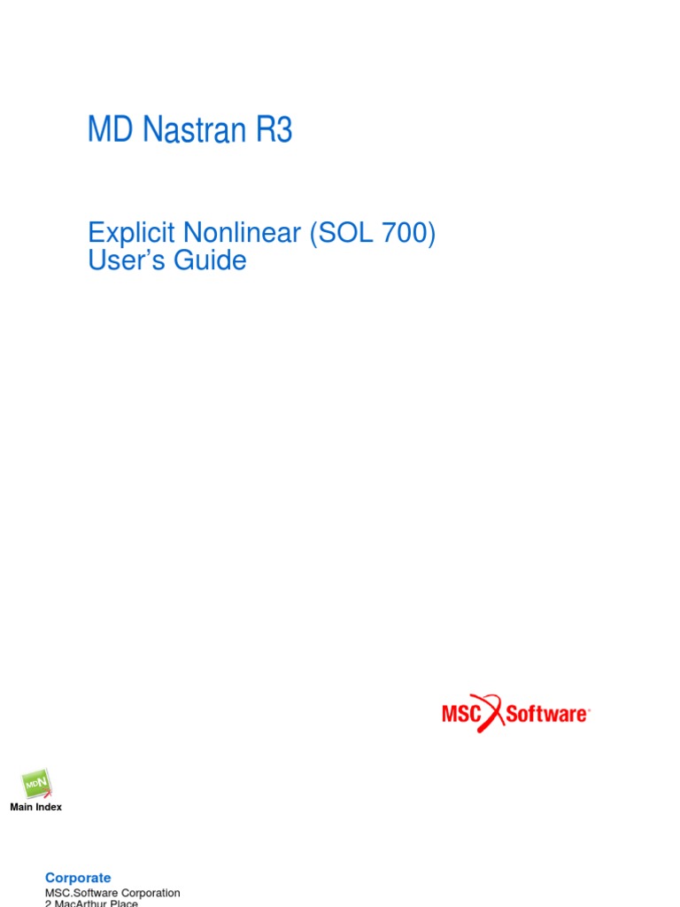 メル　プレート30キロ MD Nastran R3 Explicit Nonlinear (SOL 700) User's Guide
