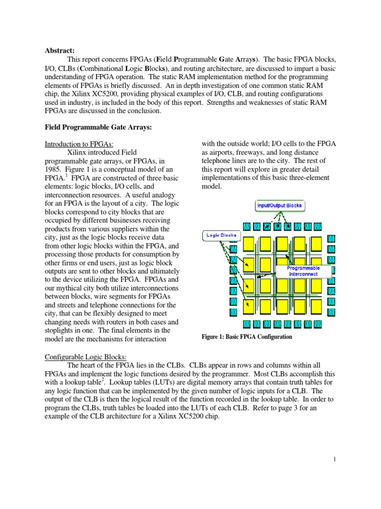 Abstract:: Figure 1: Basic FPGA Configuration | PDF | Field ...
