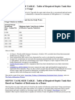 Septic Tank Size Table