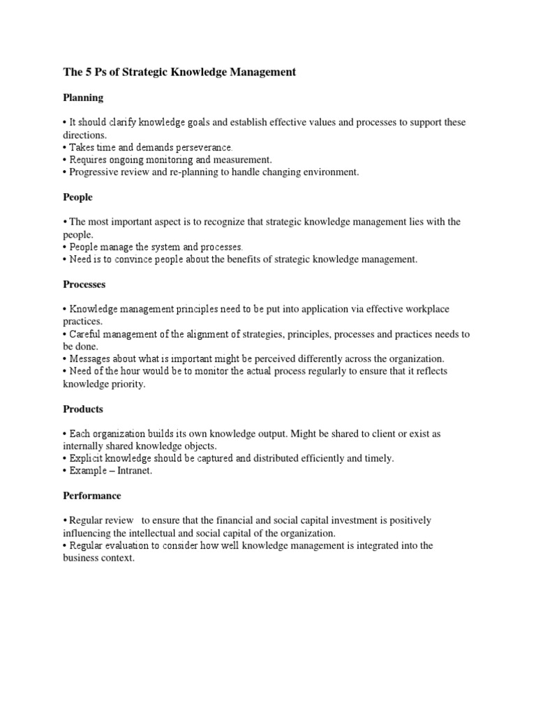 5 Ps of Strategic Knowledge Management | PDF