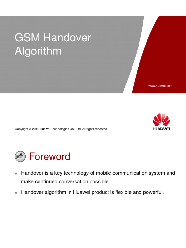 Gsm Handover Algorithm: 英文标题:40-47Pt 副标题:26-30Pt 字体颜色:反白 内部使用字体 ...