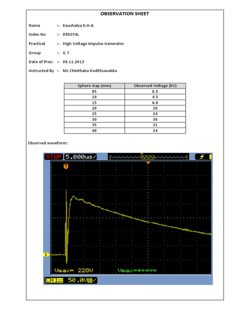 Impulse Generator Practical Course Work PDF Capacitor Rectifier