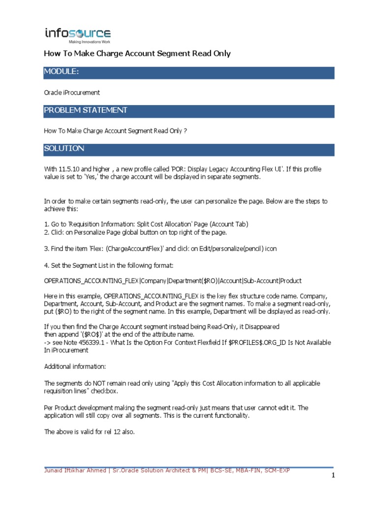 How To Make Charge Account Segment Read Only | PDF | Software ...