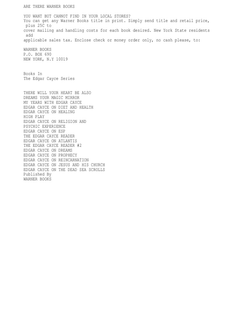 Cayce, Edgar On Healing. Dramatic Cases of Healings Brought About by Edgar Cayce's Readings