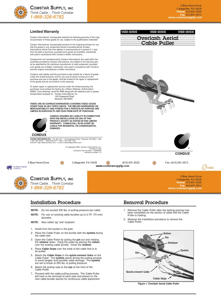 Overlash Aerial Cable Puller | PDF | Equipment | Manufactured Goods