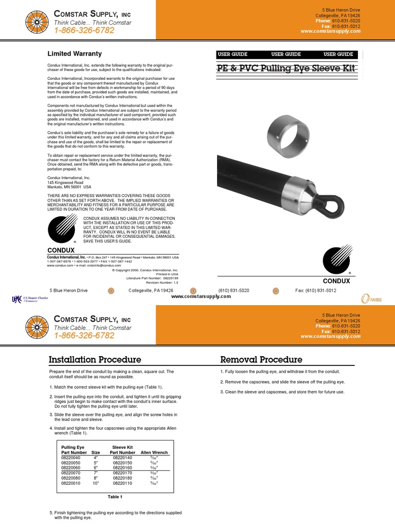 PE & PVC Pulling Eye Sleeve Kit | PDF | Business